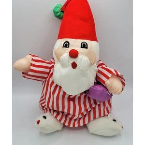 Vintage Nylon Santa In Jammies With Bunny Slippers